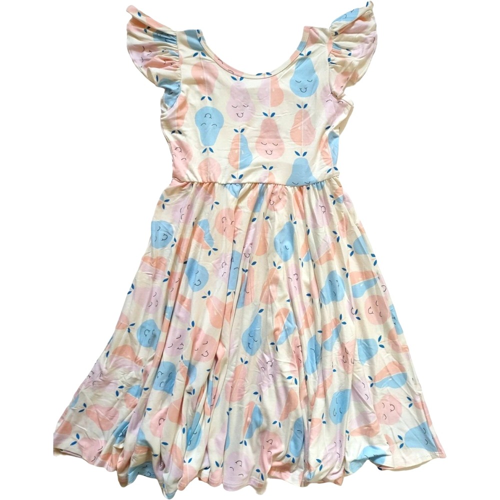 Dot Smile Girls 8 10 Beige Pastel Pears Empire Twirl‎ Dress Pink Blue Peach NWT